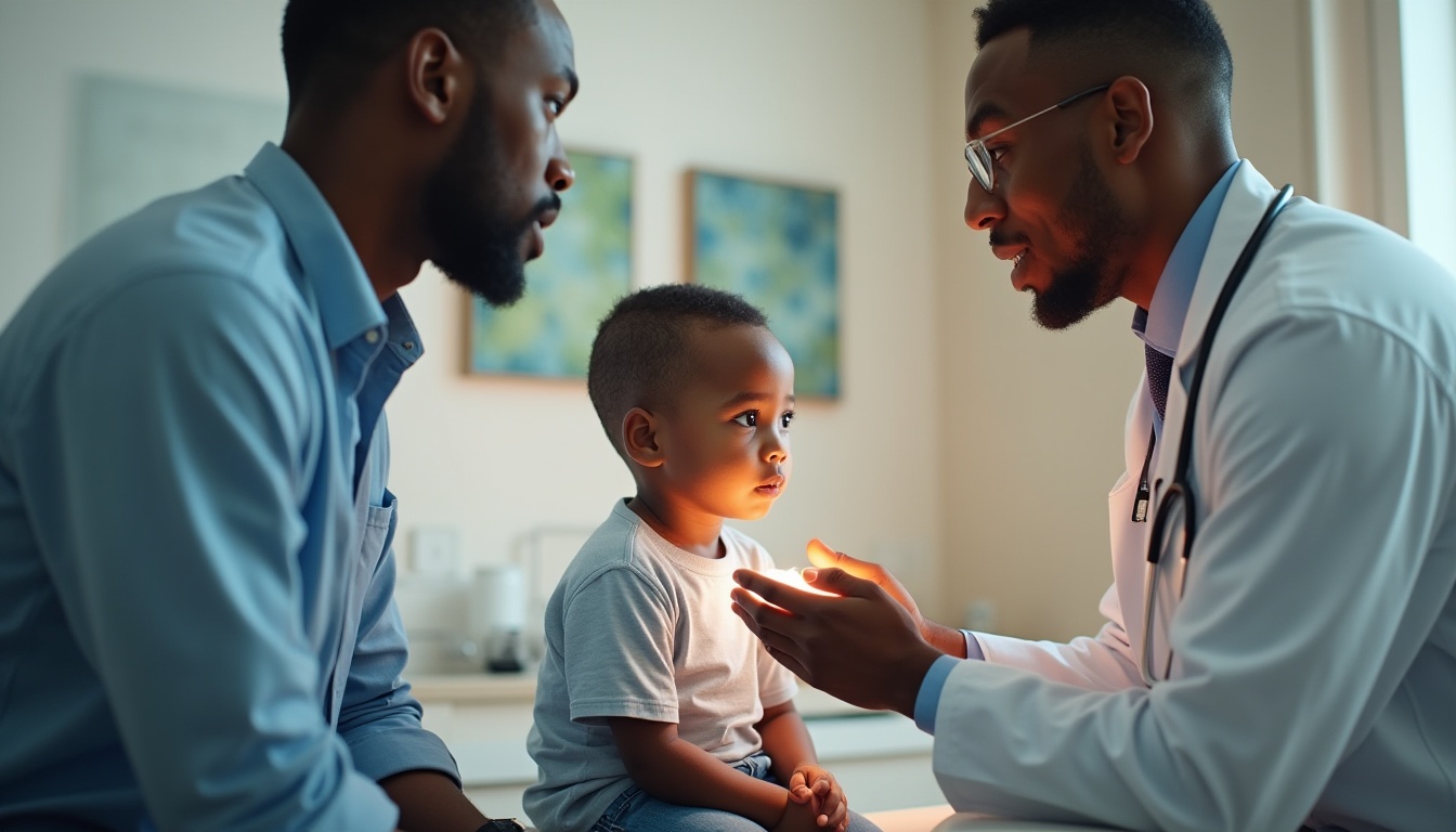 Urologe erklärt Eltern in einer kinderfreundlichen Beratungssituation die Alisklamp-Methode – moderner Ansatz in der Alisklamp Urologie