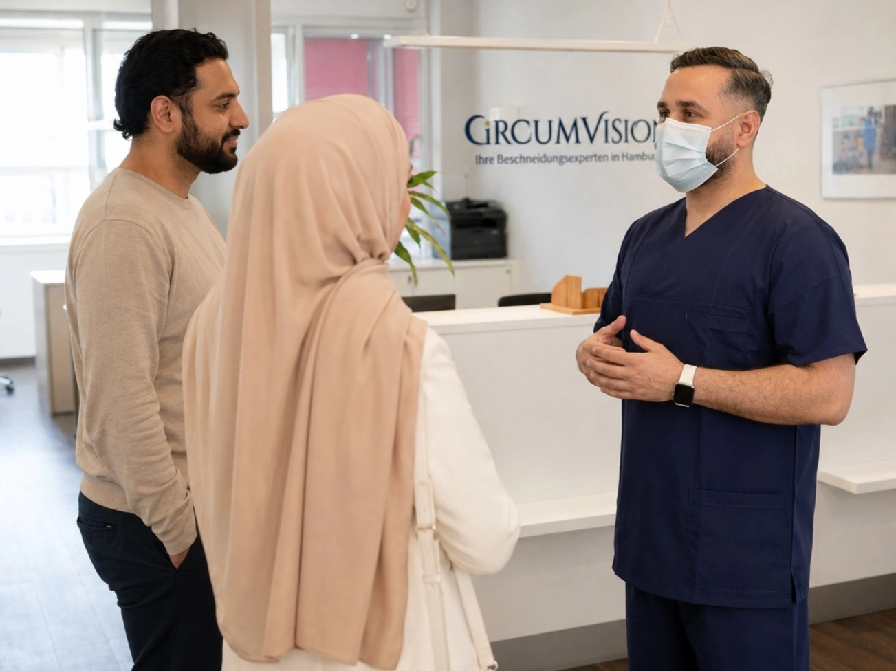 Hochfrequenz-Beschneidung bei Kindern in einer modernen Klinik, Arzt arbeitet präzise mit medizinischen Instrumenten während einer sterilen Behandlungssituation