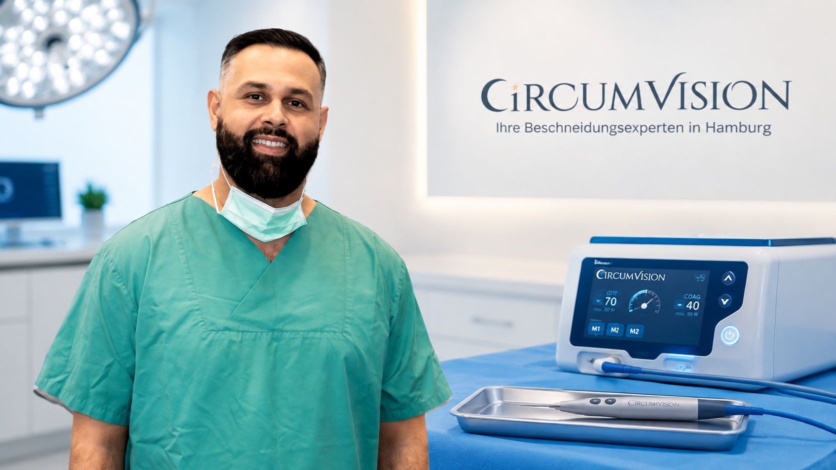 CircumVision-Arzt in einer urologischen Klinik mit moderner medizintechnischer Ausstattung für urologische Beschneidungen in Hamburg.